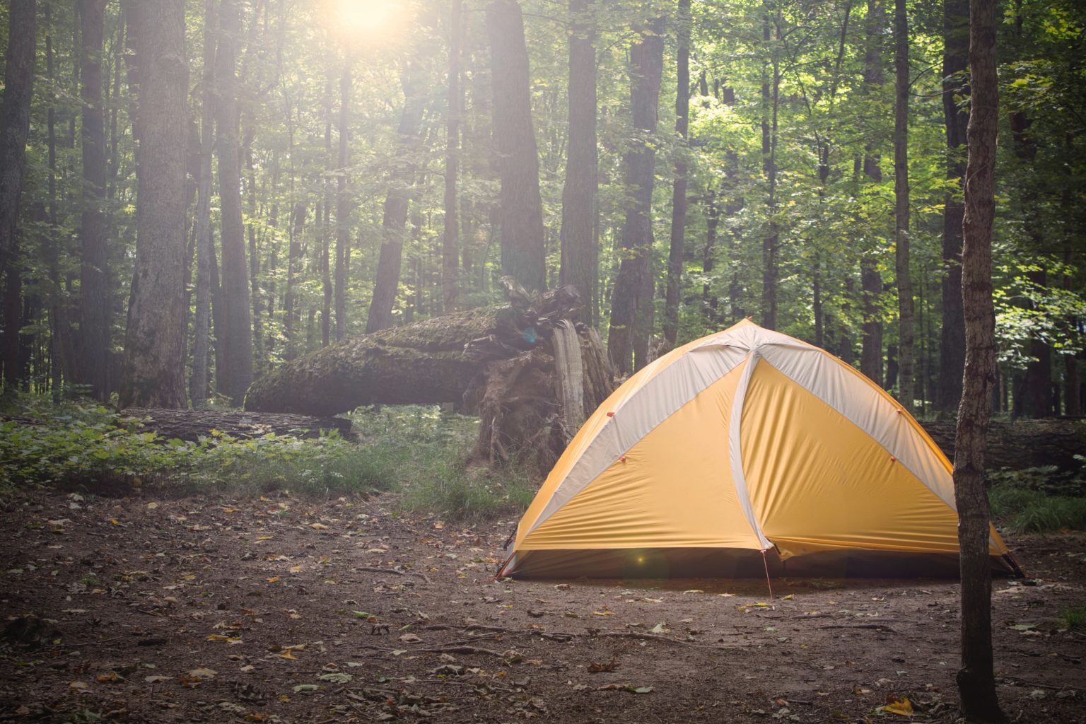 Abbildung zeigt Camping Zelt mit Schlafsack Outdoor